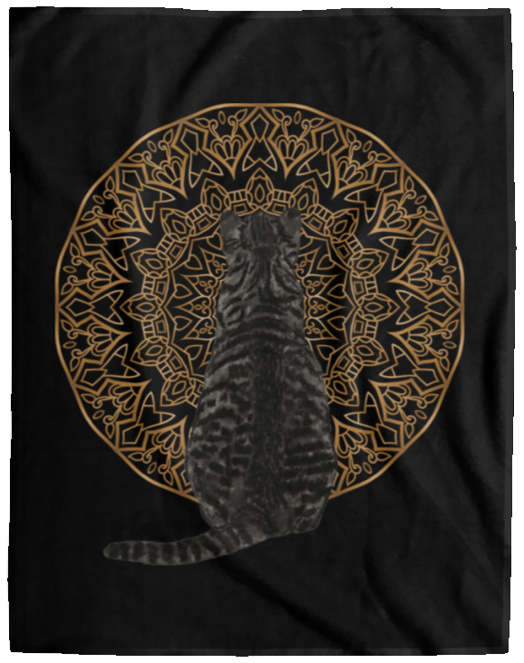 Zen Cat - American Shorthair Dark Grey Fleece Blankets