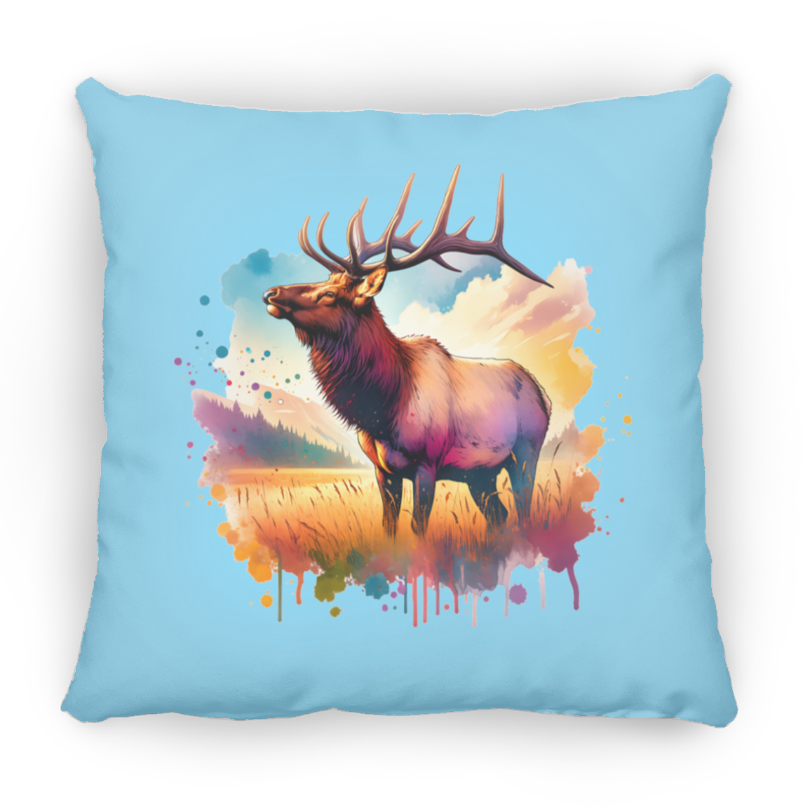 Roosevelt Elk in Field - Throw Pillows