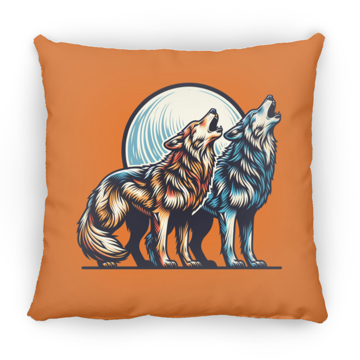 Wolf Pair Howling - Throw Pillows