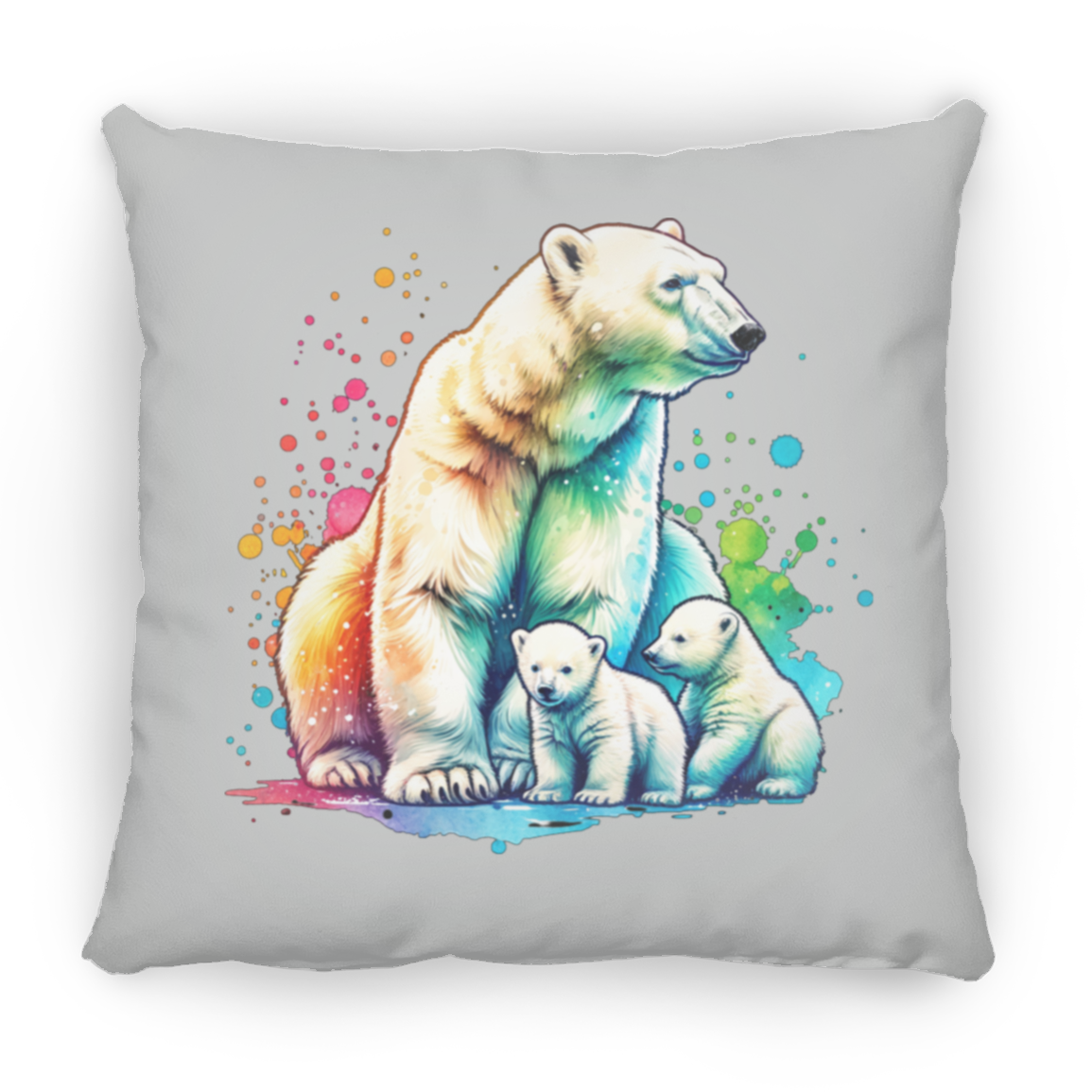 Polar Bear Mom with Cubs - Throw Pillows