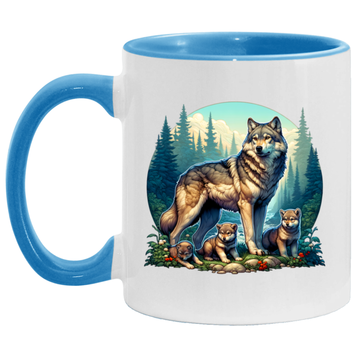 Wolf with 3 pups Mug