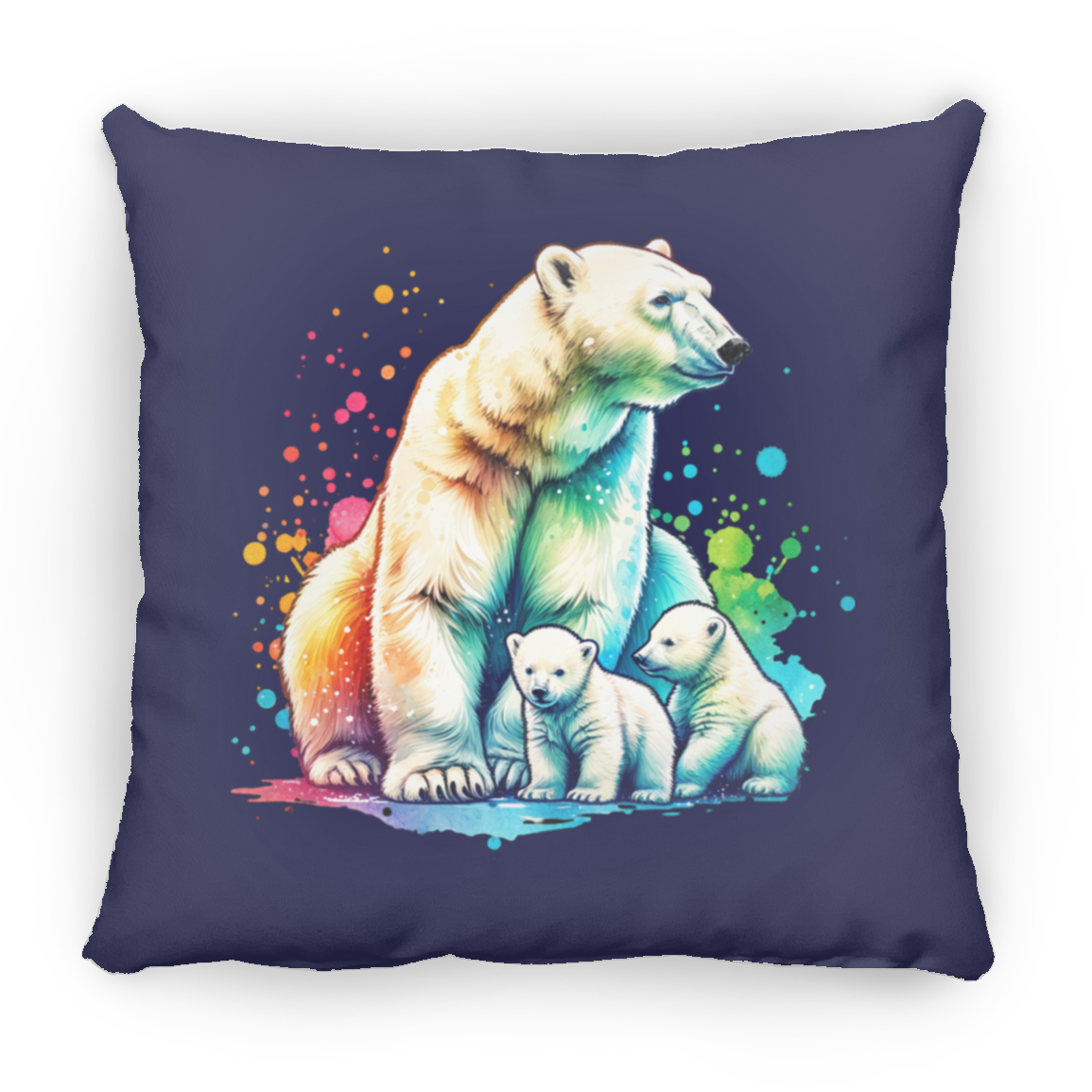 Polar Bear Mom with Cubs - Throw Pillows