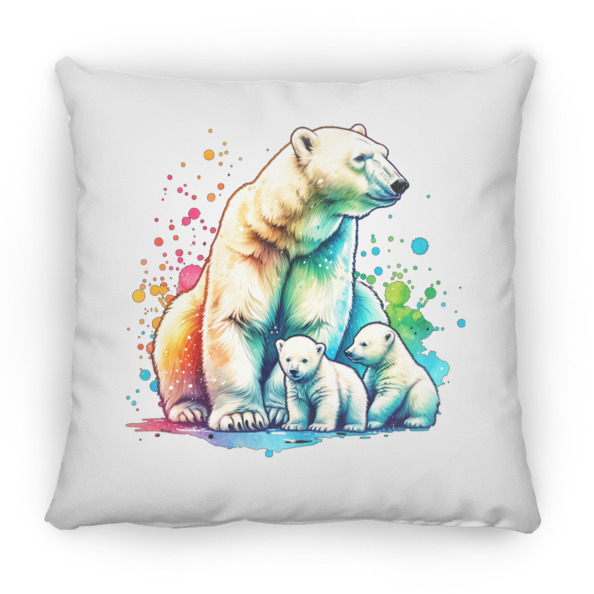 Polar Bear Mom with Cubs - Throw Pillows