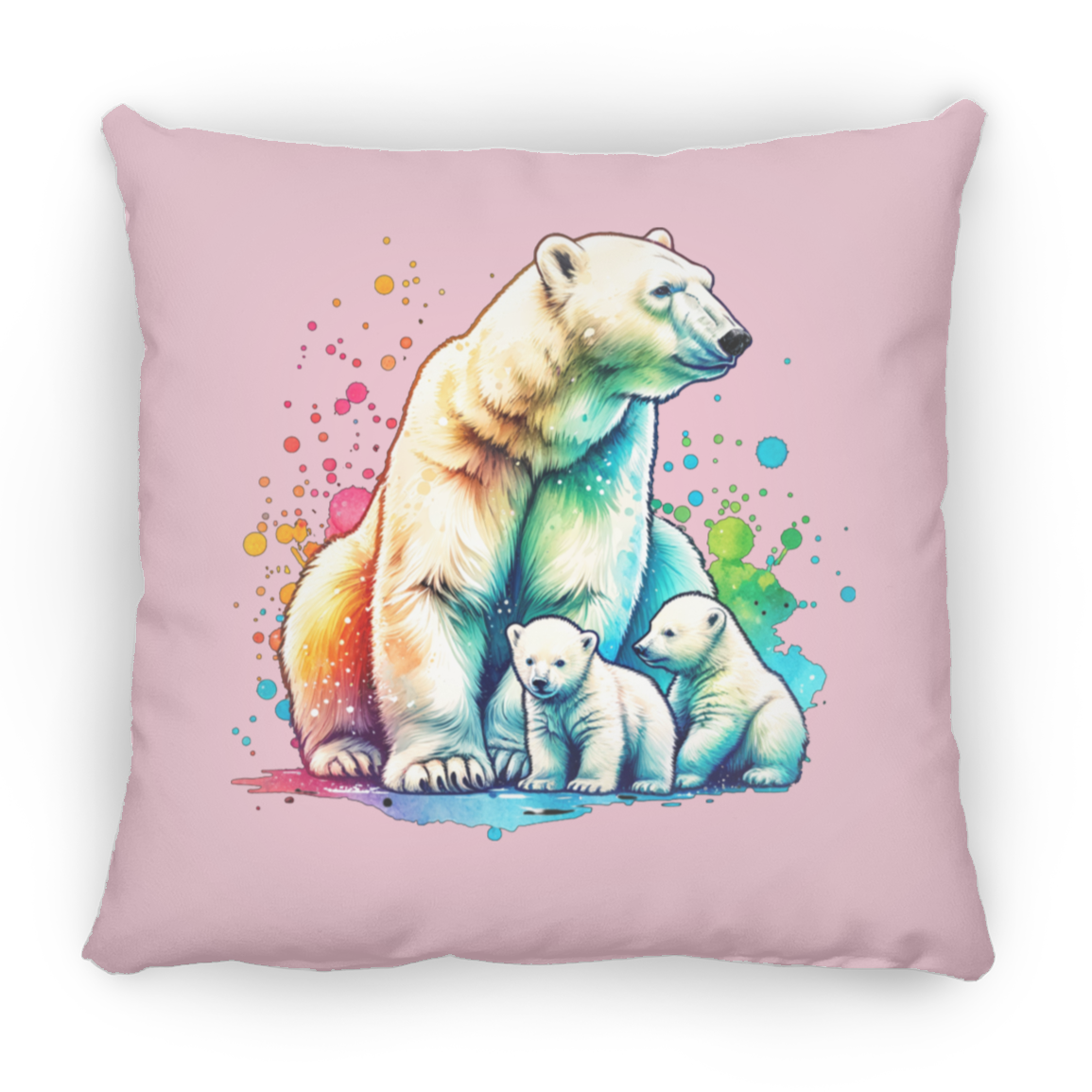 Polar Bear Mom with Cubs - Throw Pillows
