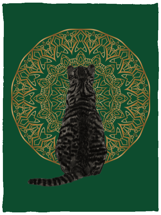 Zen Cat - American Shorthair Dark Grey Fleece Blankets