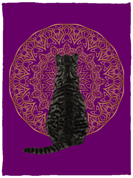 Zen Cat - American Shorthair Dark Grey Fleece Blankets