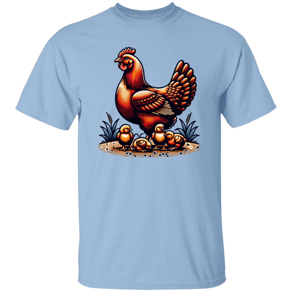 Rhode Island Red with Chicks Block Print - T-shirts, Hoodies and Sweatshirts