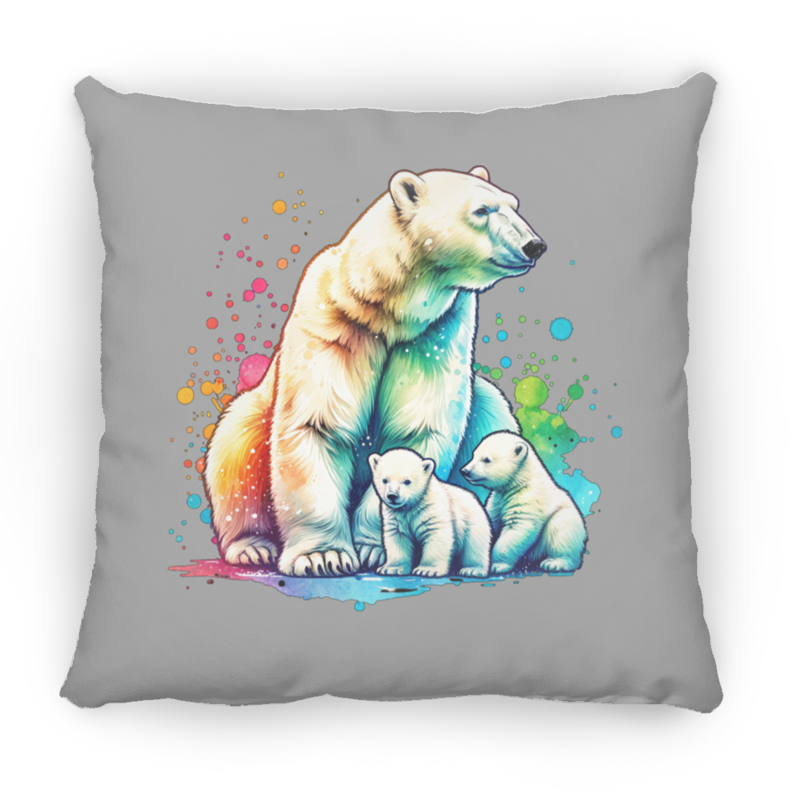 Polar Bear Mom with Cubs - Throw Pillows