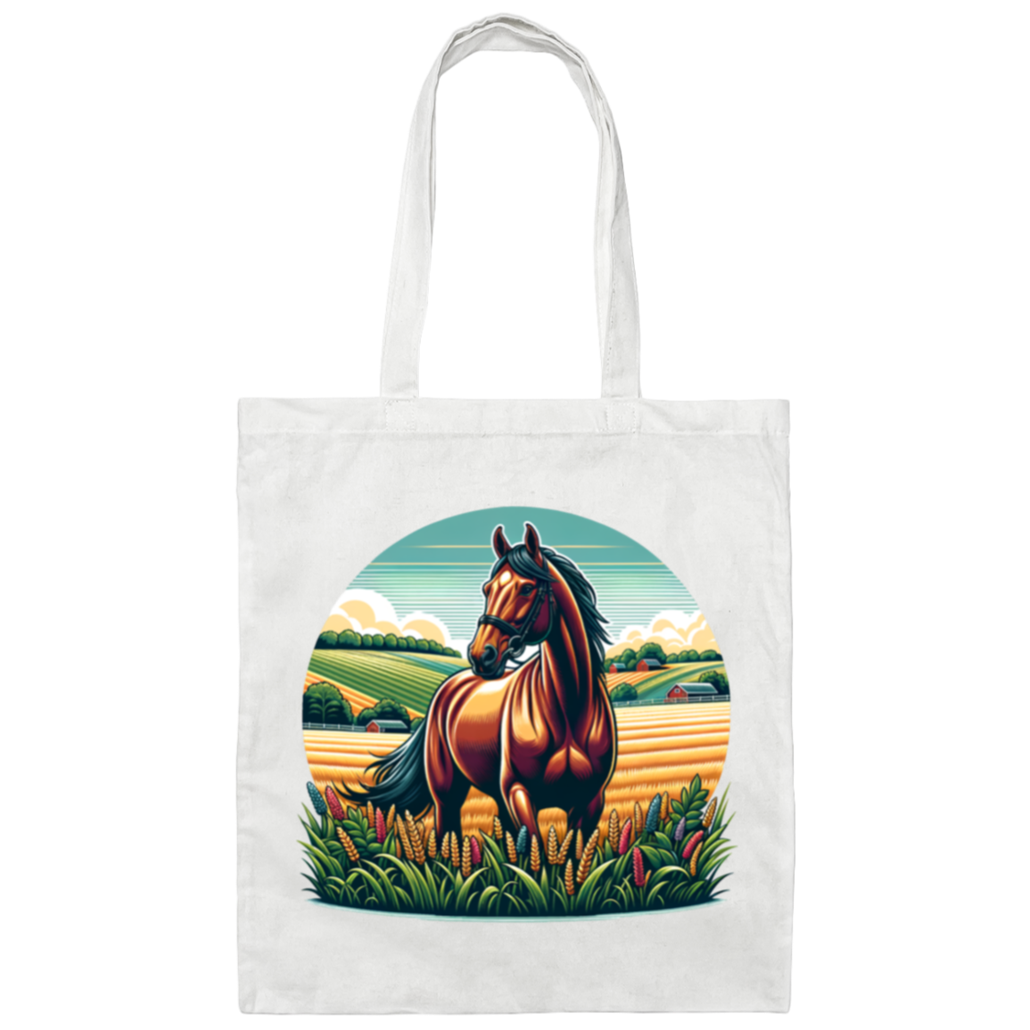 Bay Horse on Farm - Canvas Tote Bag