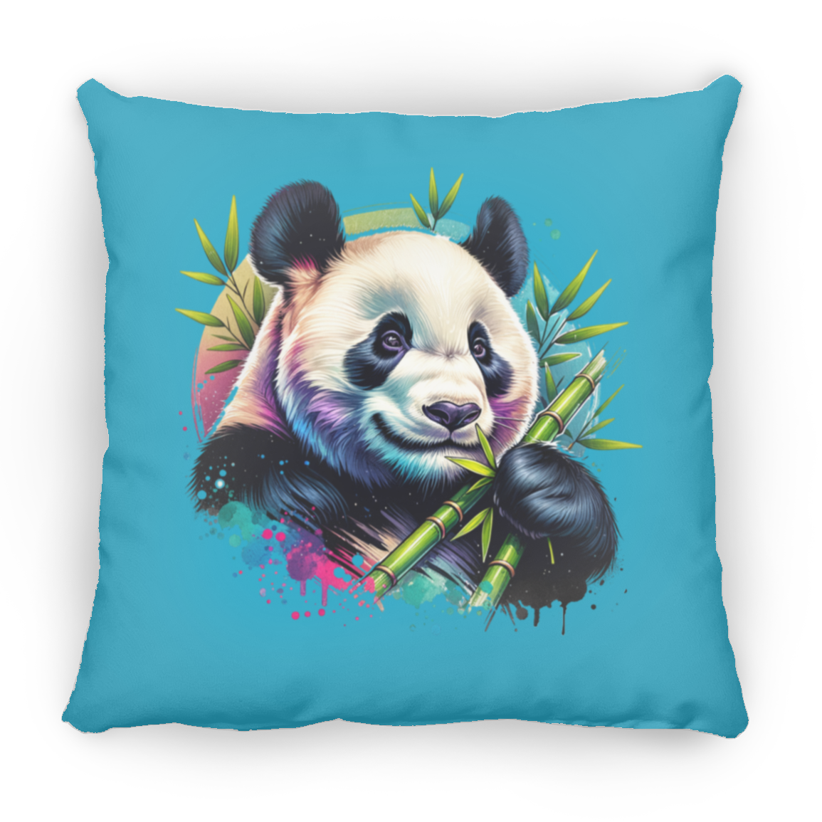 Bamboo Panda in Blue and Purple - Throw Pillows