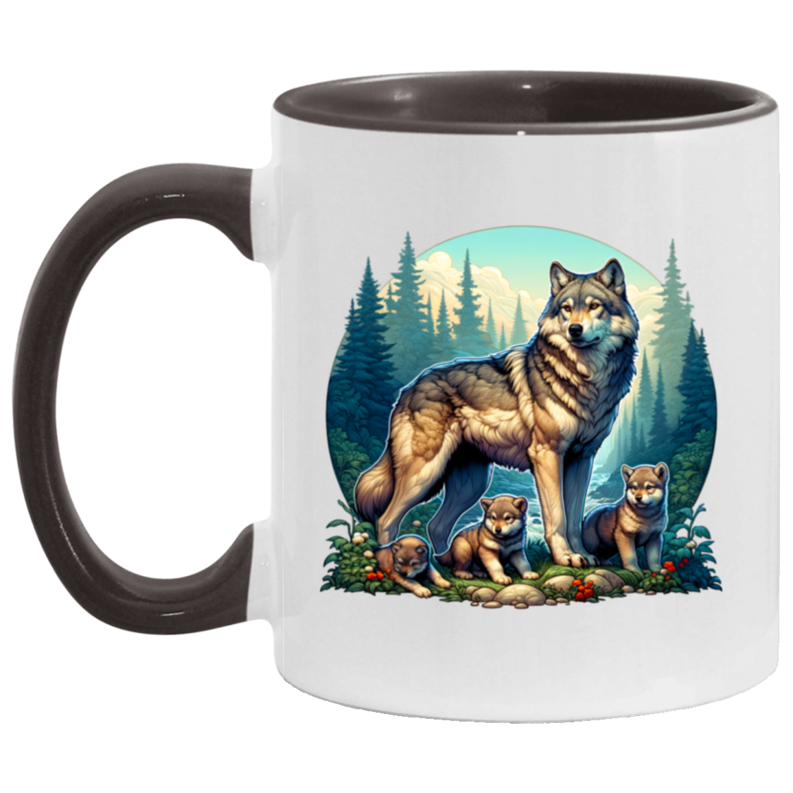 Wolf with 3 pups Mug