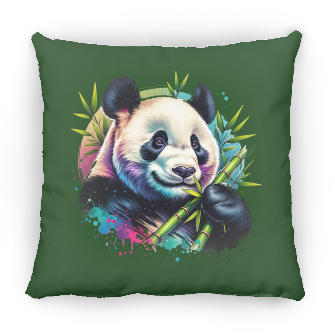 Bamboo Panda in Blue and Purple - Throw Pillows