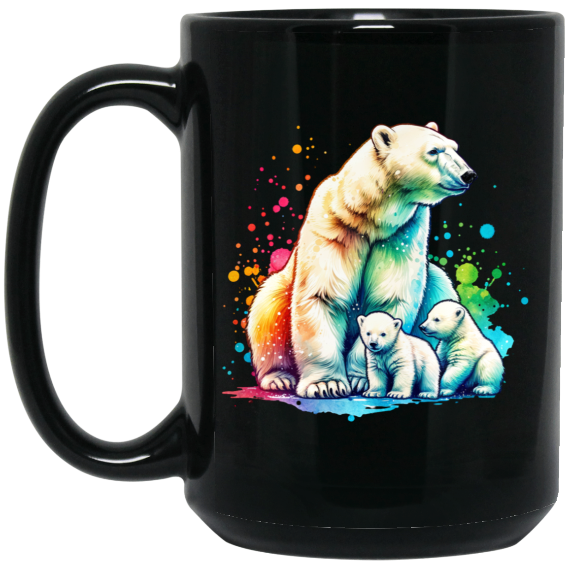 Polar Bear Mom with Cubs Mugs