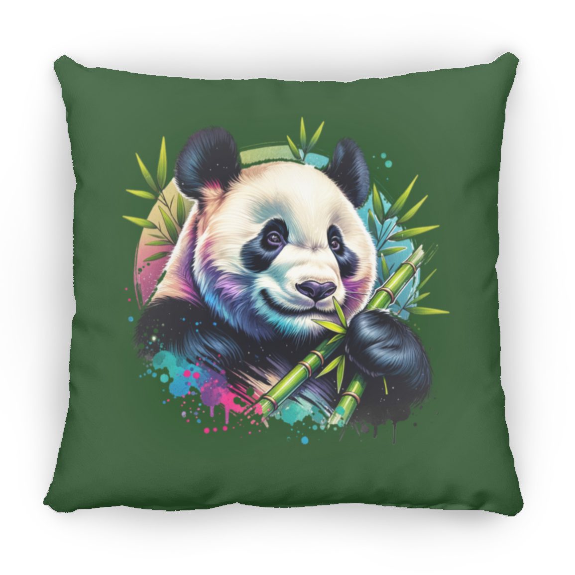 Bamboo Panda in Blue and Purple - Throw Pillows