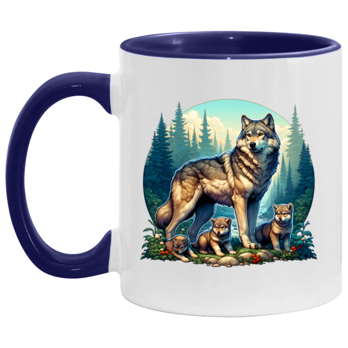 Wolf with 3 pups Mug