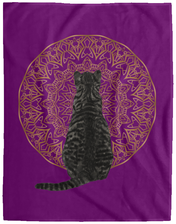 Zen Cat - American Shorthair Dark Grey Fleece Blankets