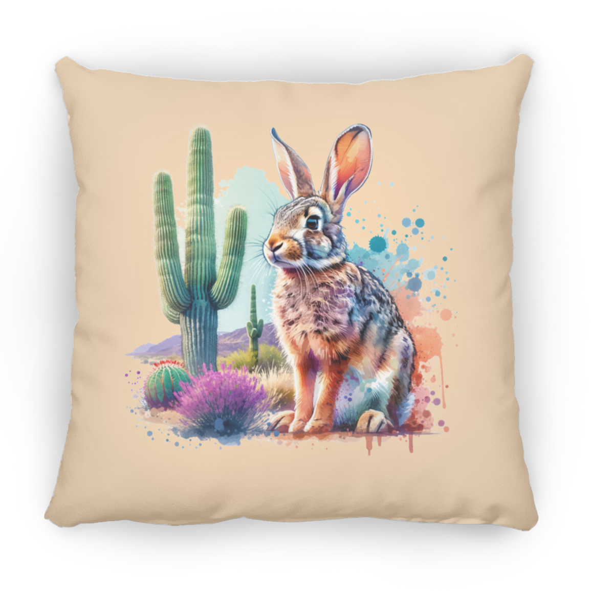 Jackrabbit with Saguaro - Throw Pillows