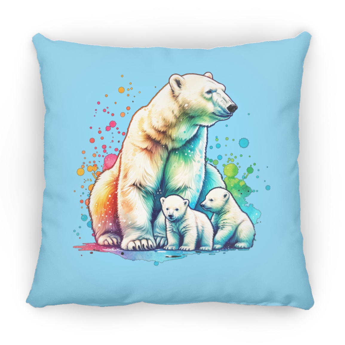 Polar Bear Mom with Cubs - Throw Pillows