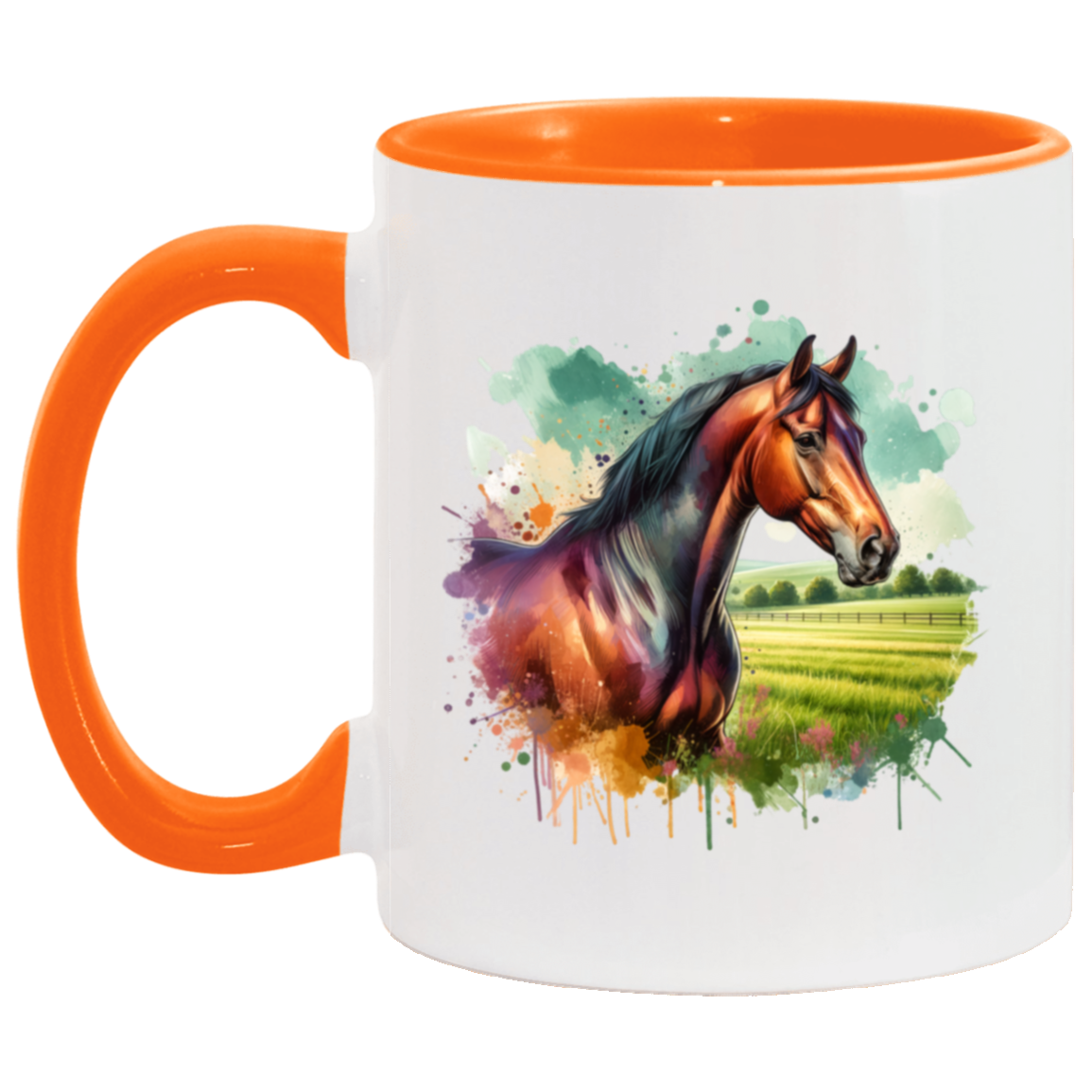 Bay Horse with Field - Mugs