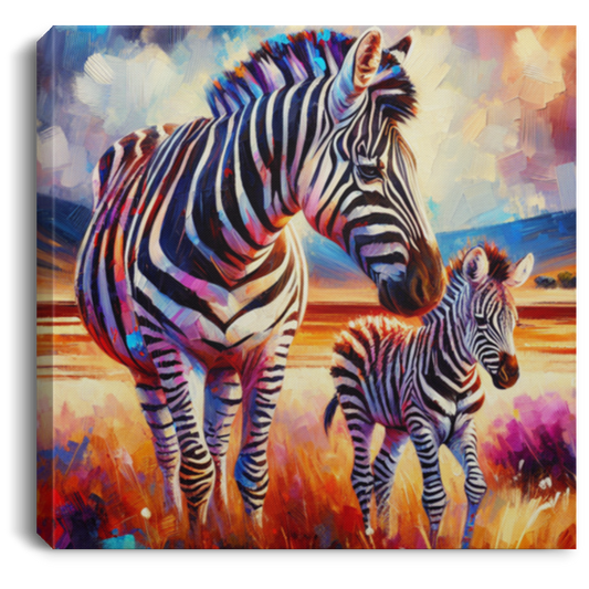 Zebra and Foal - Canvas Art Prints