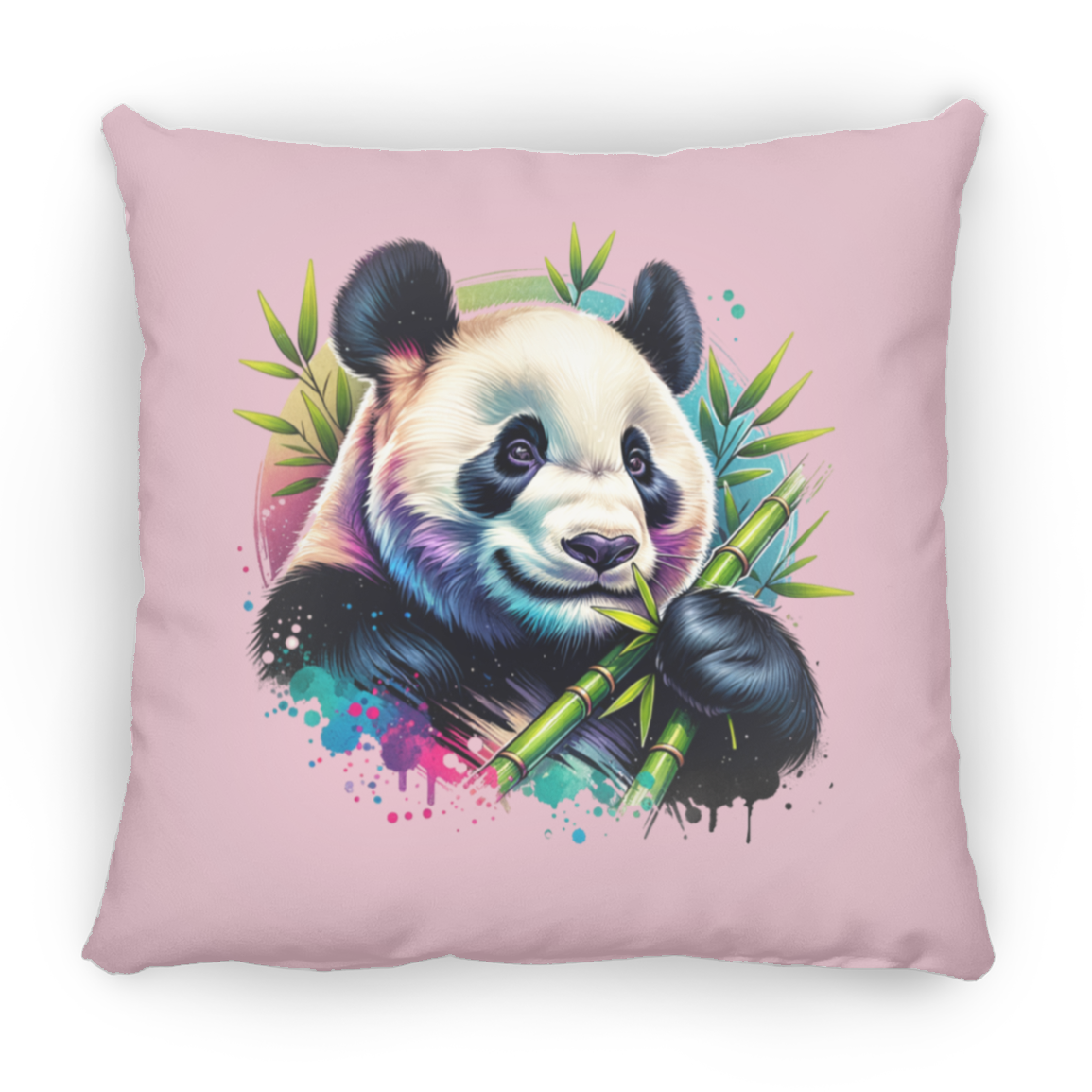 Bamboo Panda in Blue and Purple - Throw Pillows
