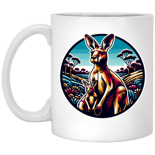 Kangaroo and Joey Graphic - Mugs