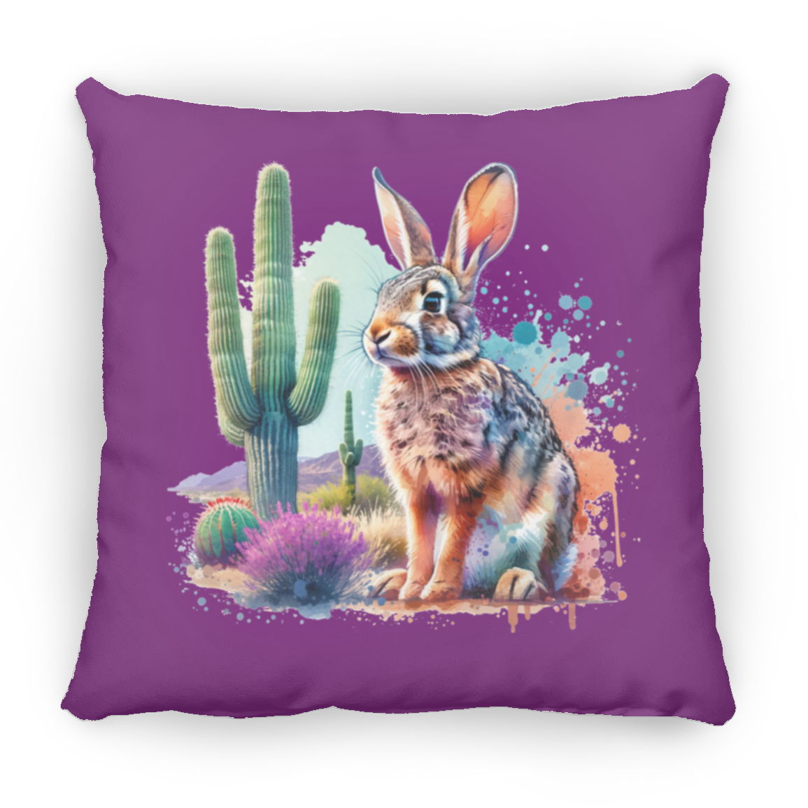 Jackrabbit with Saguaro - Throw Pillows