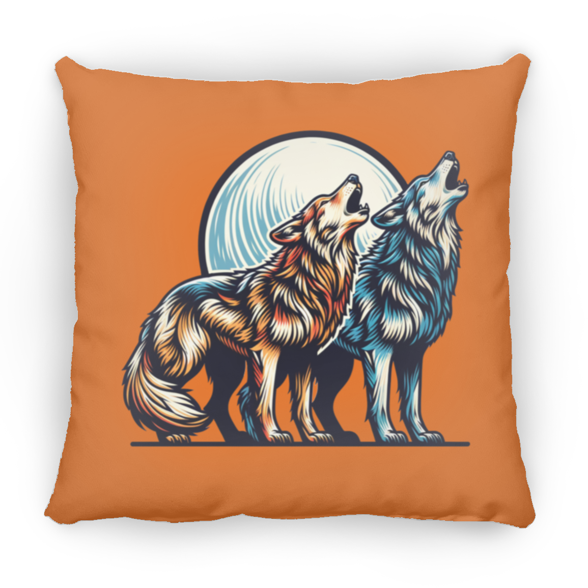 Wolf Pair Howling - Throw Pillows
