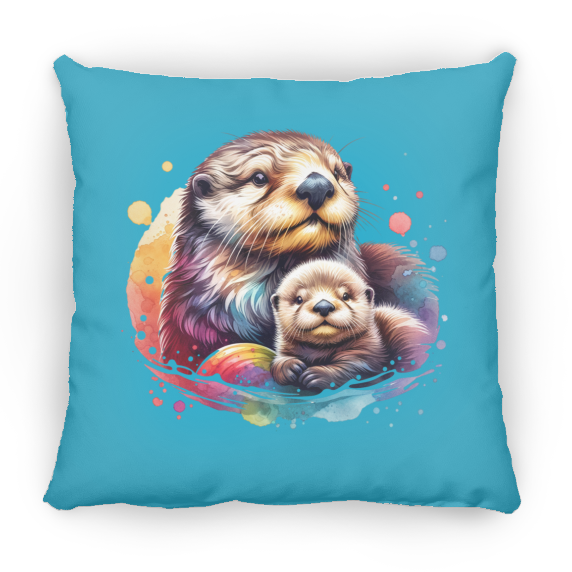 Sea Otter with Baby - Throw Pillows
