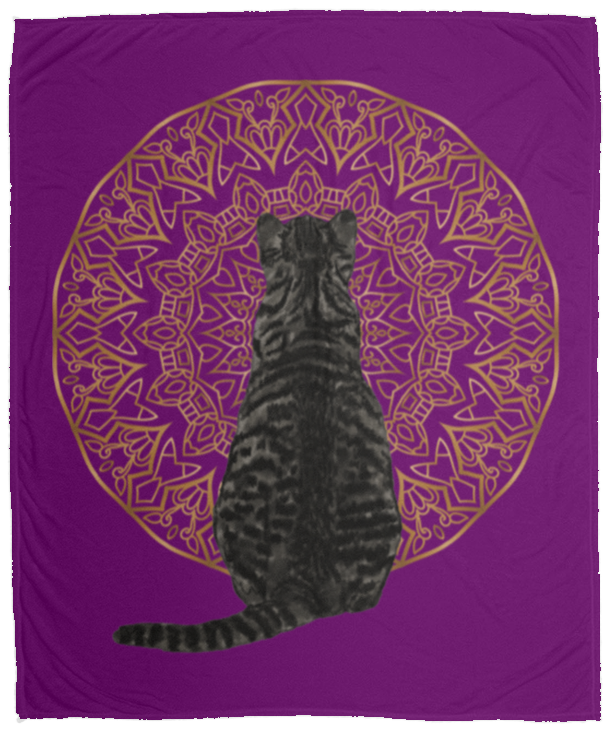 Zen Cat - American Shorthair Dark Grey Fleece Blankets