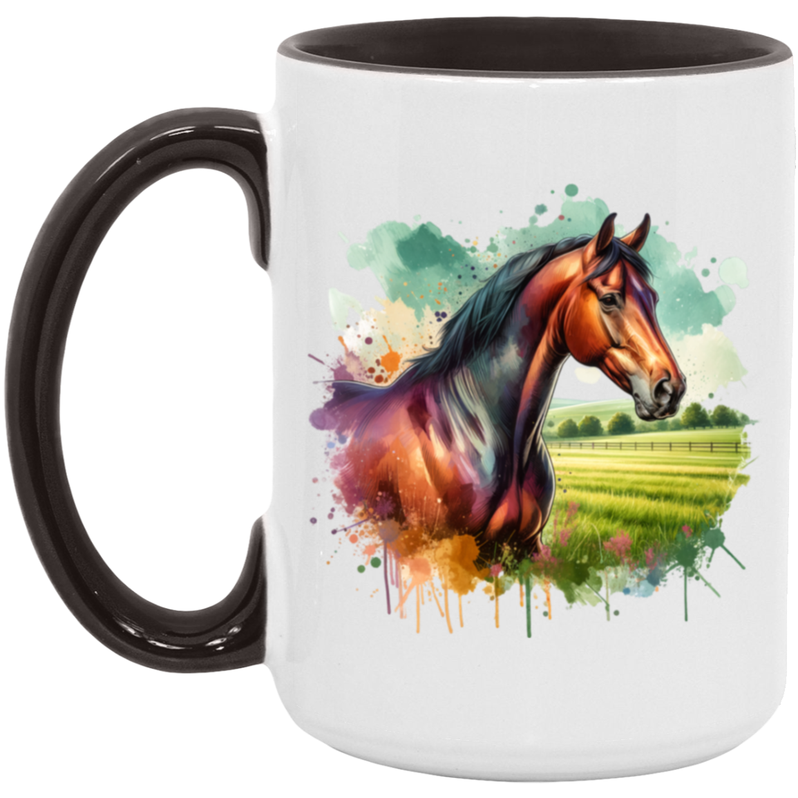 Bay Horse with Field - Mugs