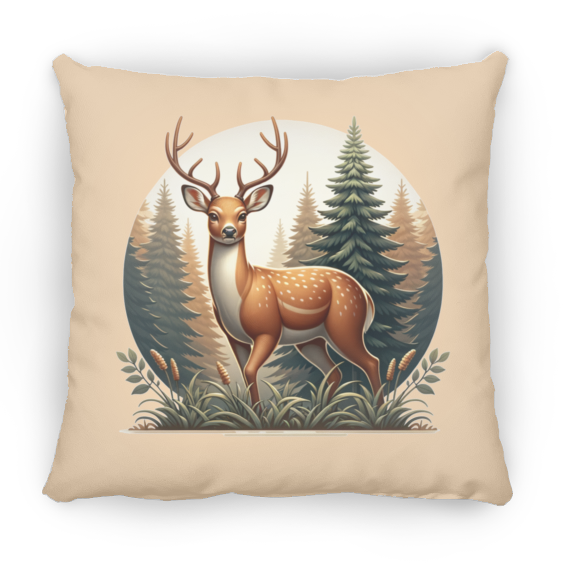 Buck in Forest - Throw Pillows