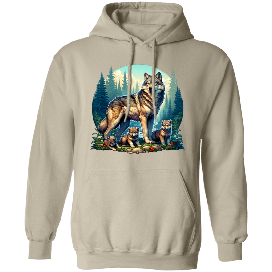 Wolf with 3 Pups hoodie