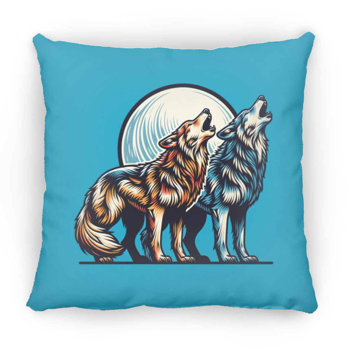 Wolf Pair Howling - Throw Pillows