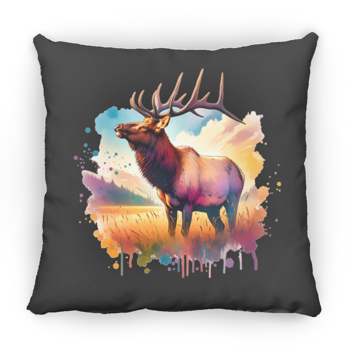 Roosevelt Elk in Field - Throw Pillows