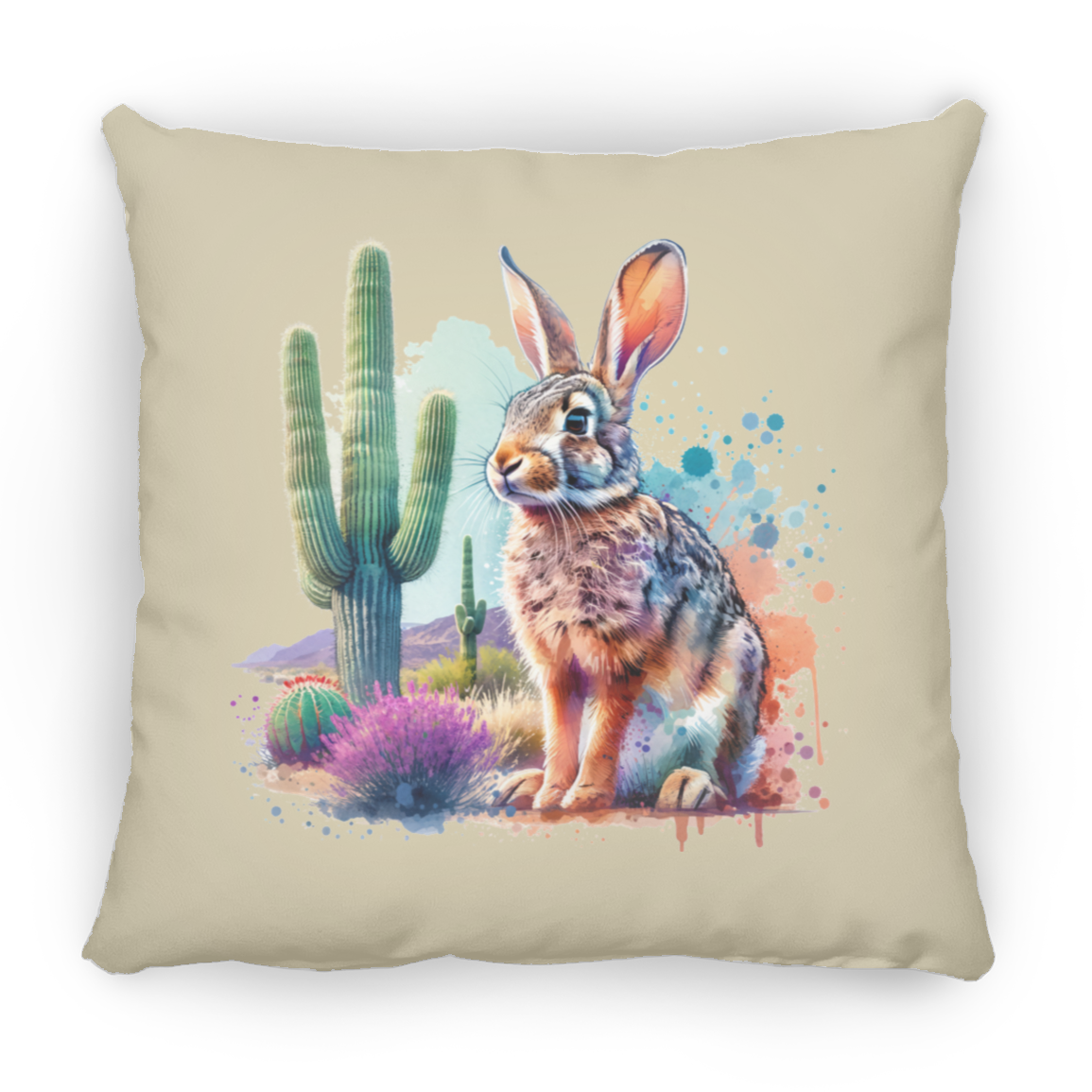 Jackrabbit with Saguaro - Throw Pillows