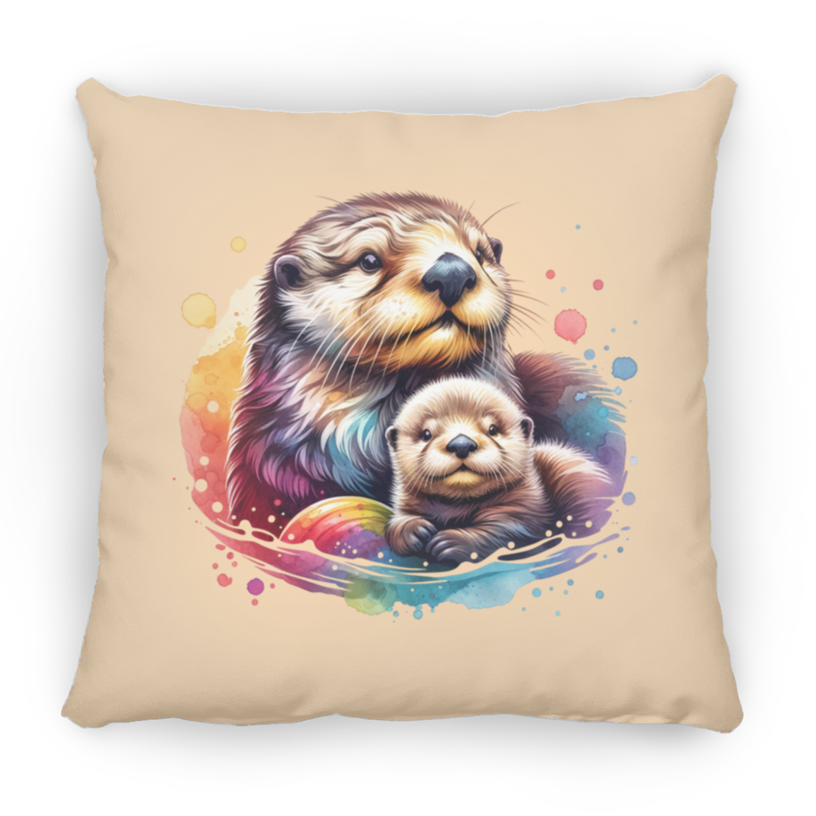 Sea Otter with Baby - Throw Pillows