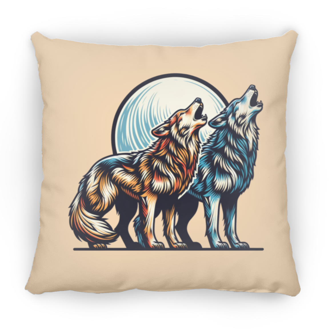 Wolf Pair Howling - Throw Pillows