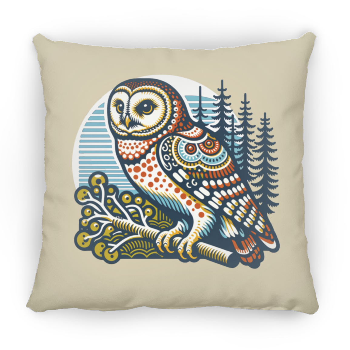 Folk Art Owl - Throw Pillows