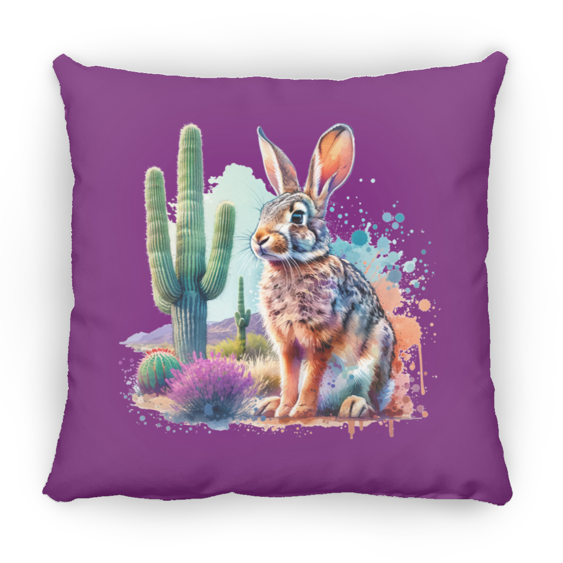 Jackrabbit with Saguaro - Throw Pillows