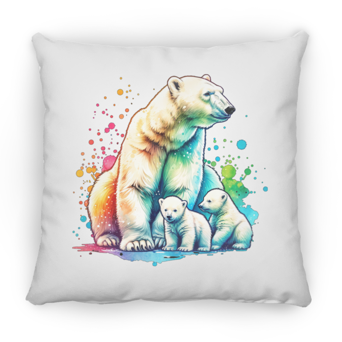 Polar Bear Mom with Cubs - Throw Pillows