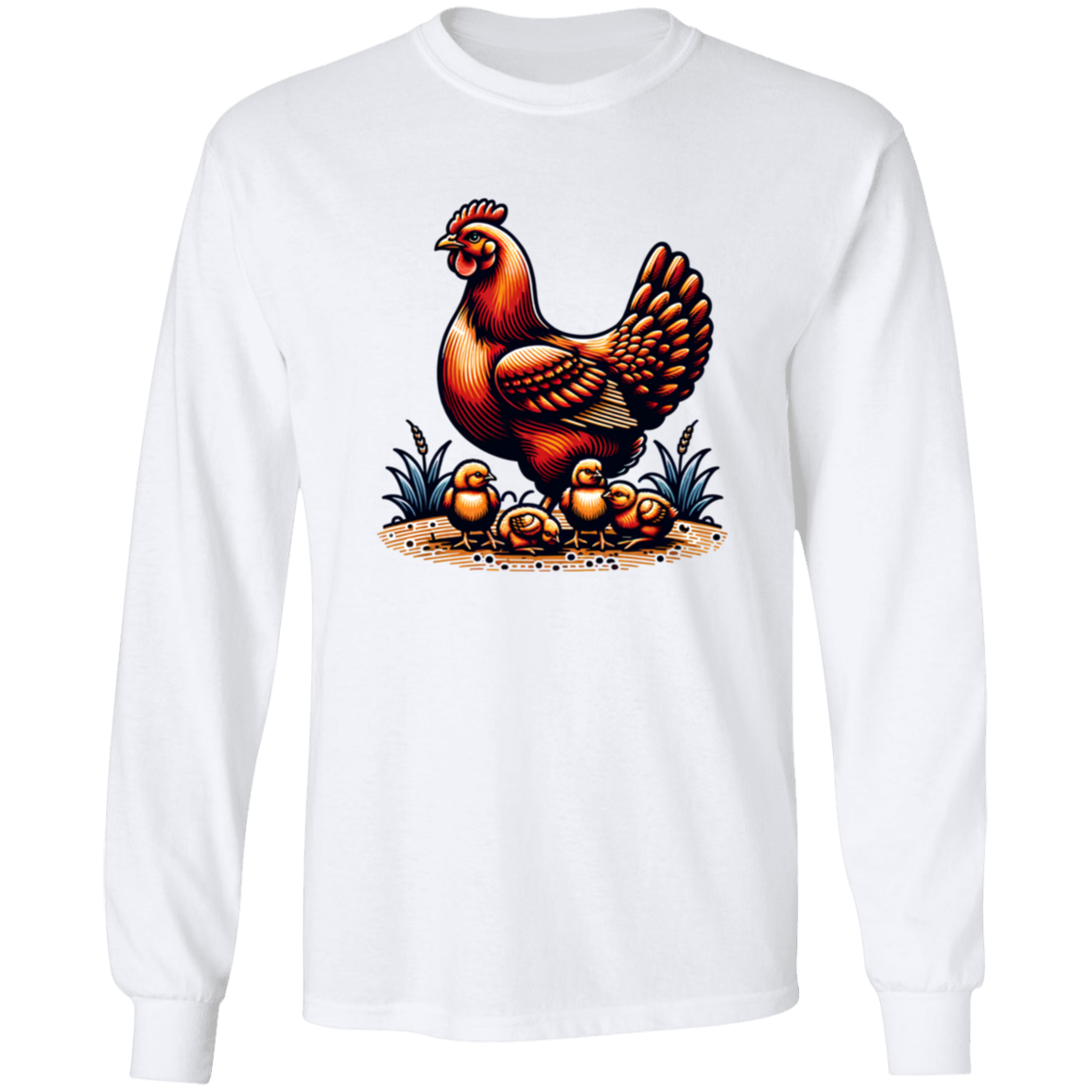 Rhode Island Red with Chicks Block Print - T-shirts, Hoodies and Sweatshirts