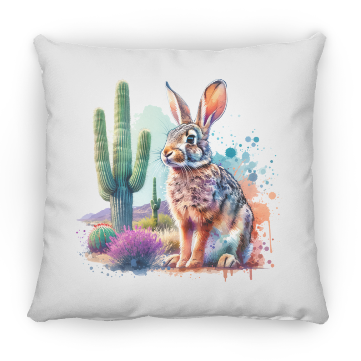 Jackrabbit with Saguaro - Throw Pillows