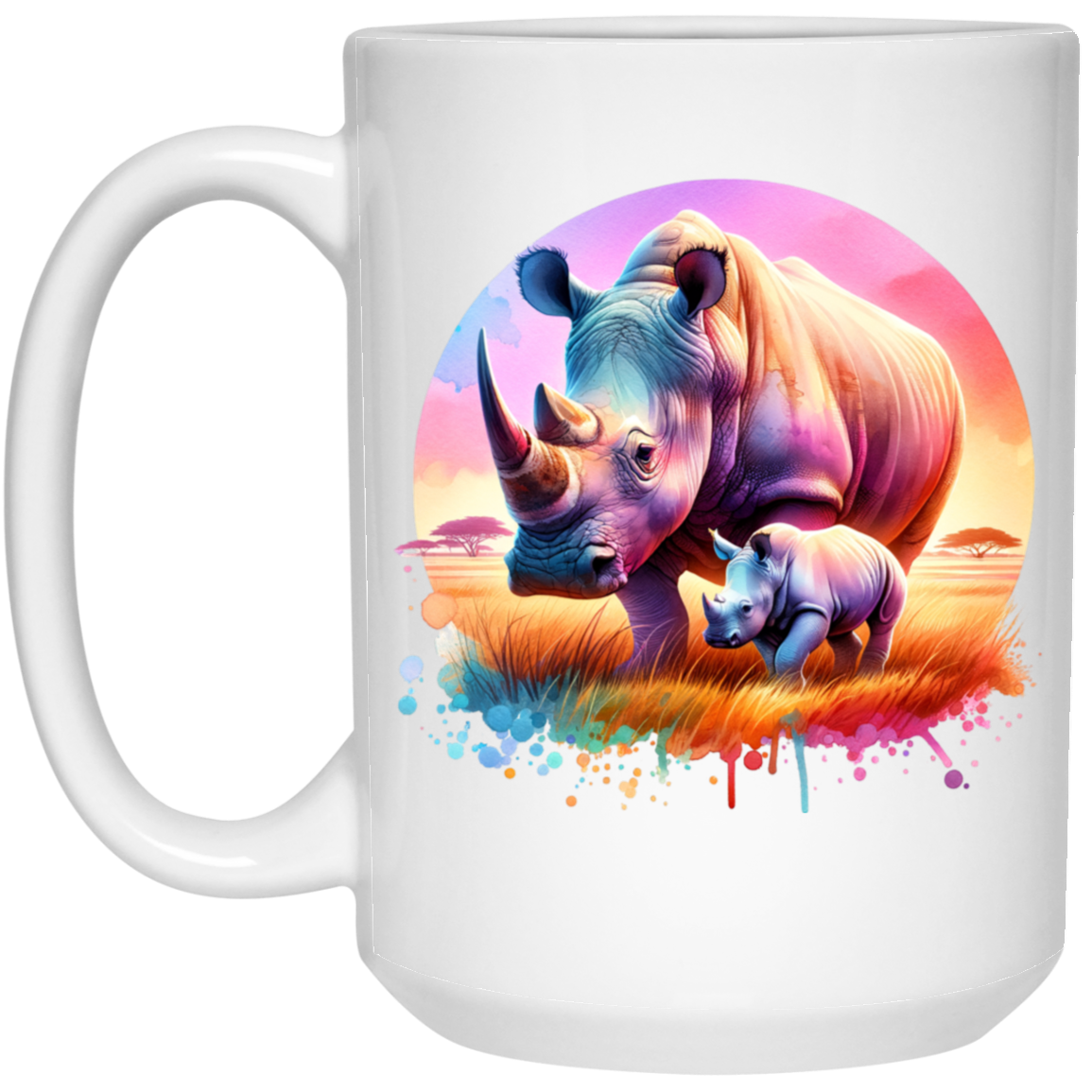 Rhino Mom and Baby Mugs