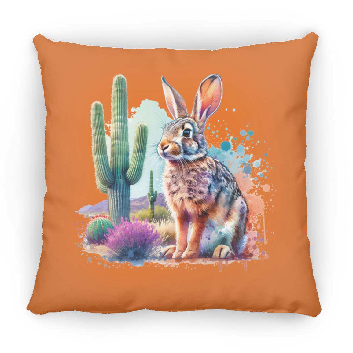 Jackrabbit with Saguaro - Throw Pillows