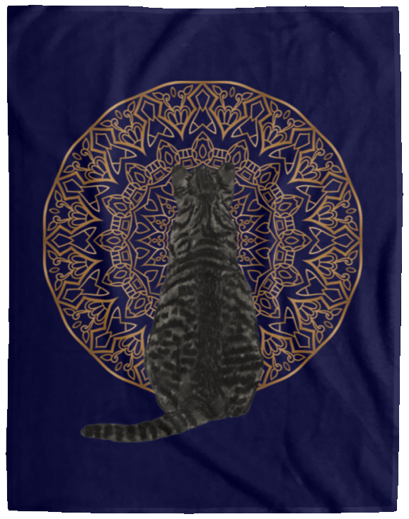 Zen Cat - American Shorthair Dark Grey Fleece Blankets