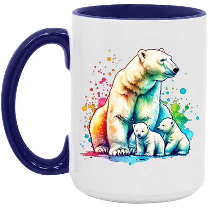 Polar Bear Mom with Cubs Mugs