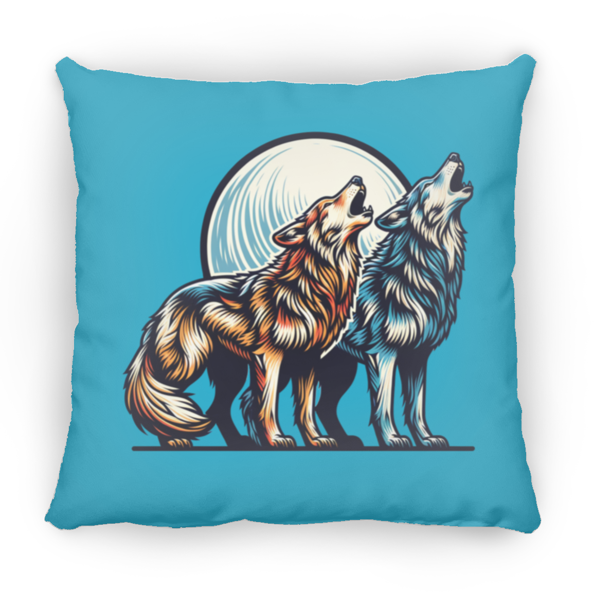 Wolf Pair Howling - Throw Pillows