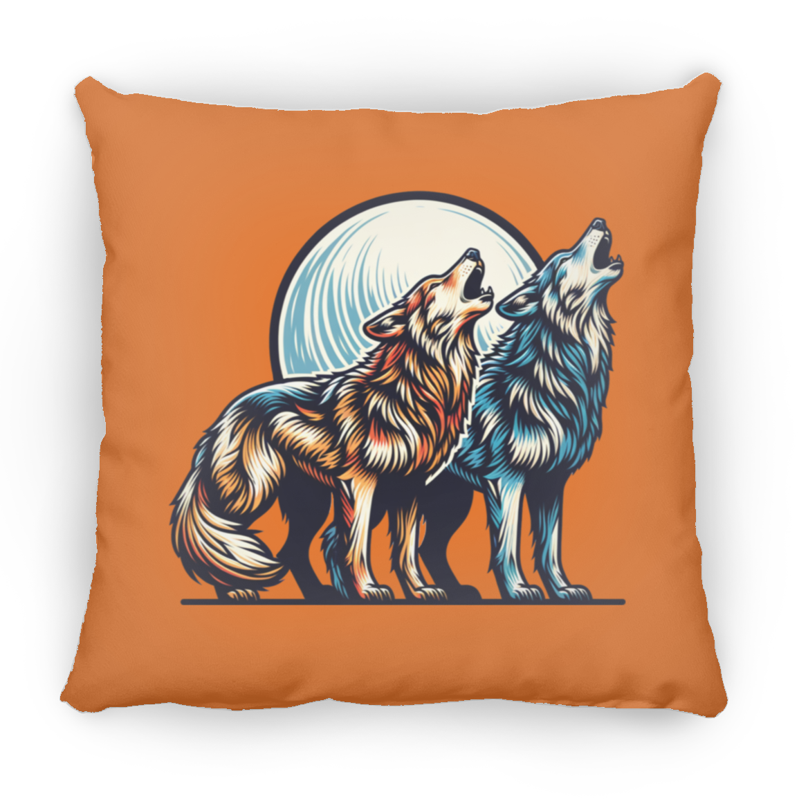 Wolf Pair Howling - Throw Pillows
