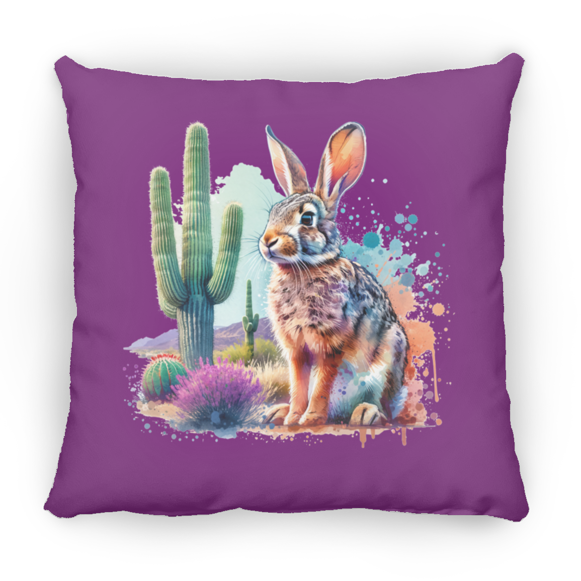 Jackrabbit with Saguaro - Throw Pillows